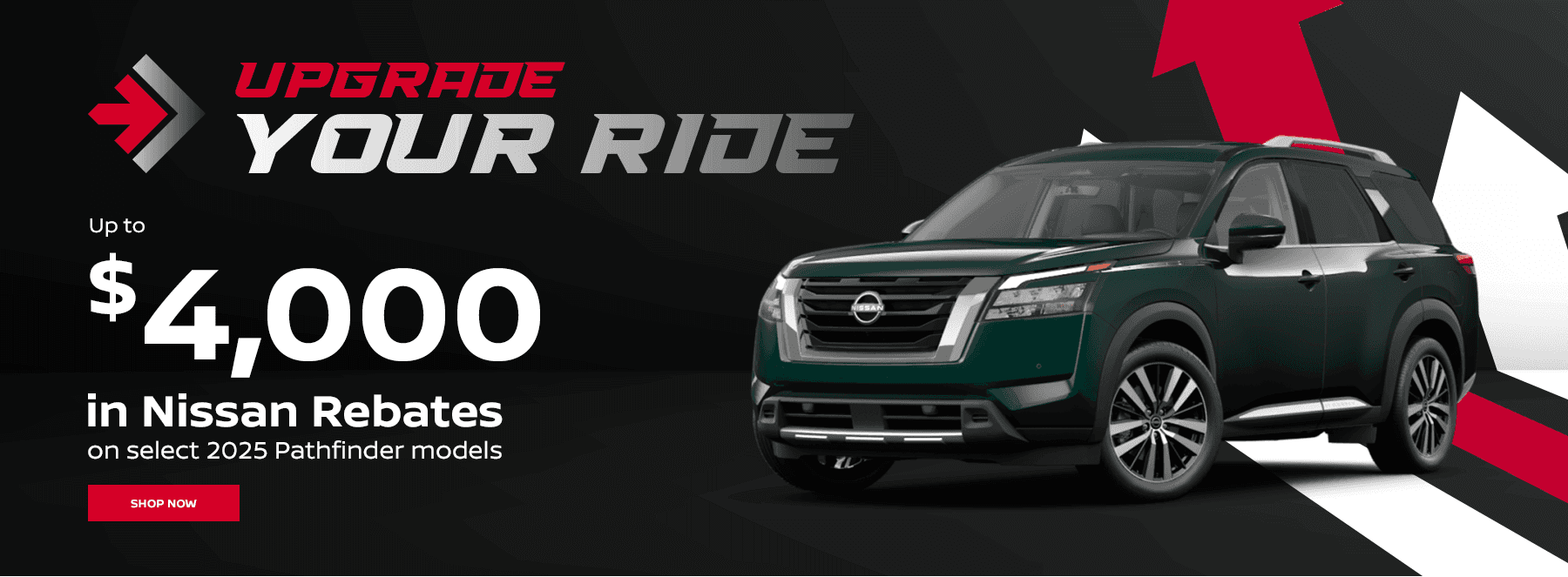 Up to $4000 in Nissan rebates on select 2025 Pathfinder models