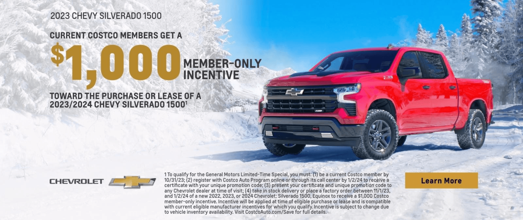 Limited-Time Costco Auto Program Special Chevrolet Silverado 1500 and Equinox Receive a $1,000 Member-Only Exclusive Incentive