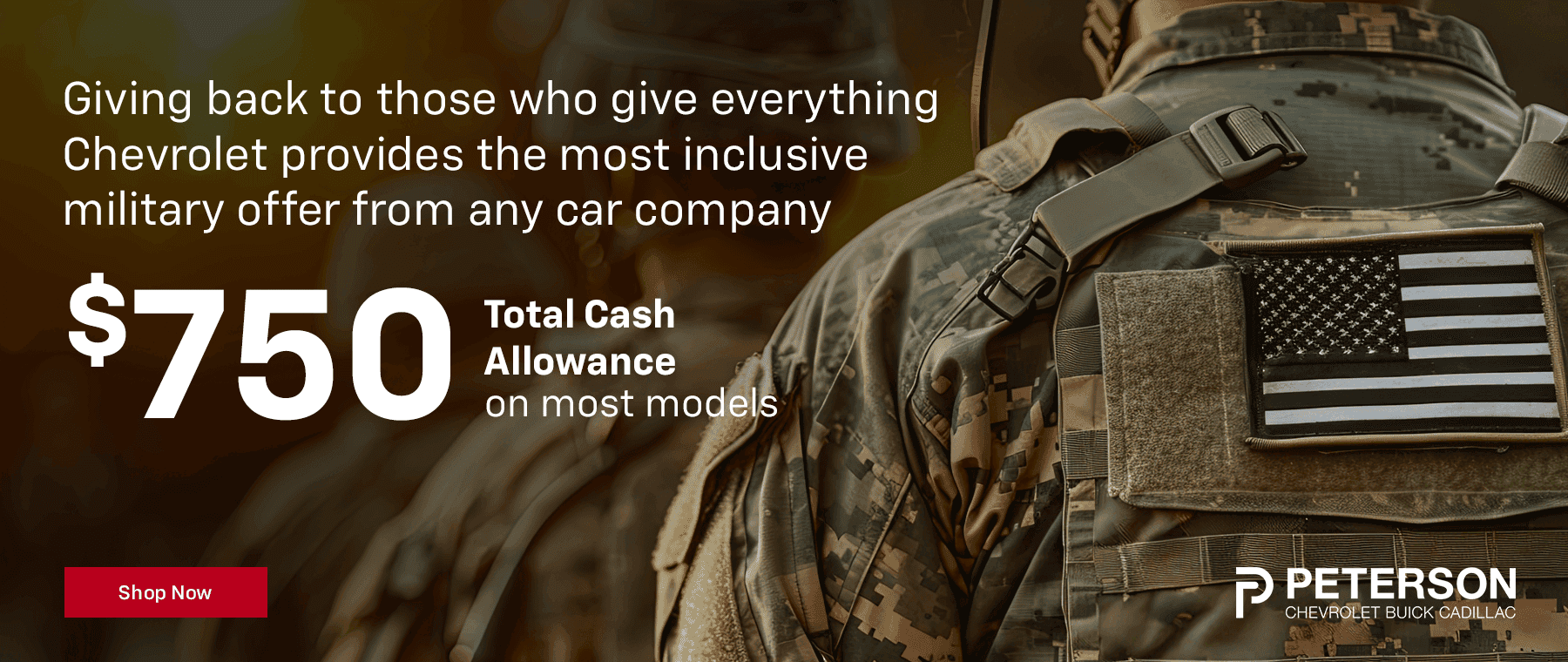 Giving back to those who give everything Chevrolet provides the most inclusive military offer from any car company