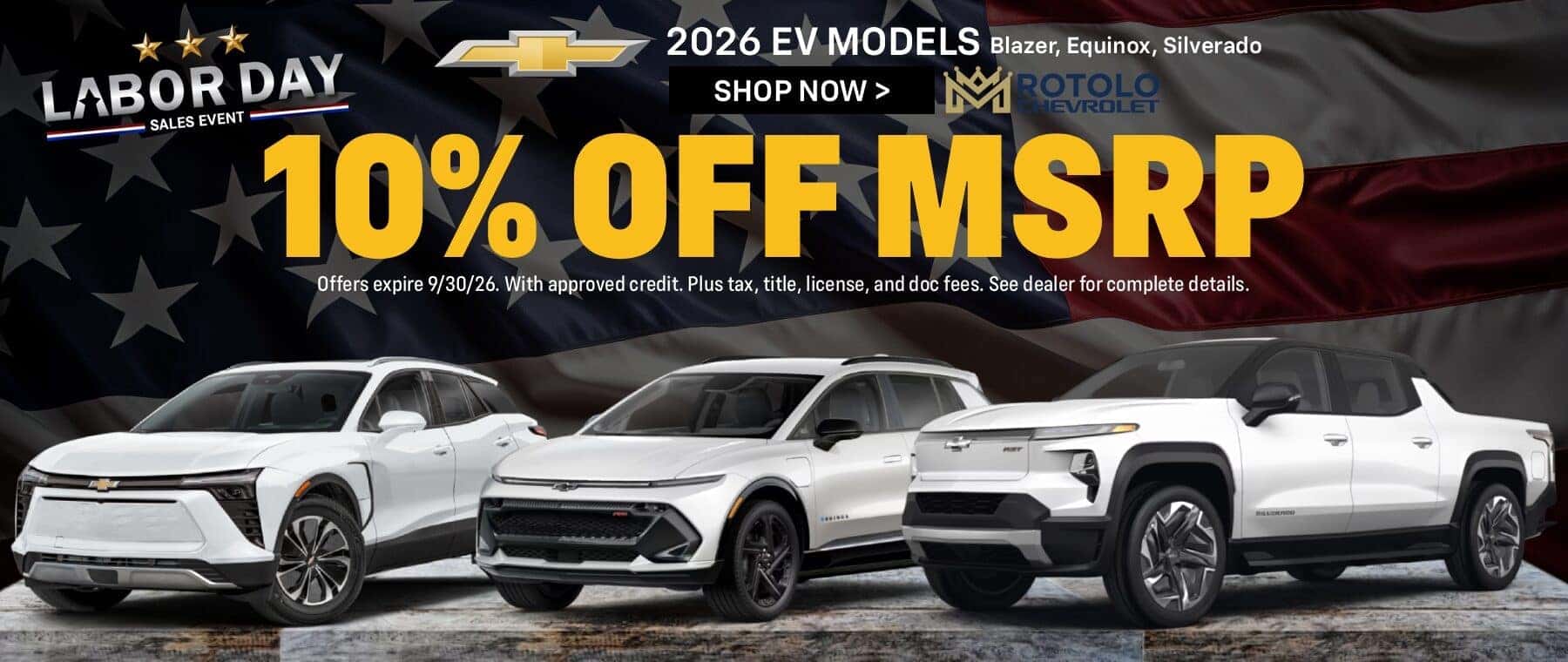Save Up to 10% off 2026 EV Blazer, Equinox, or Silverado