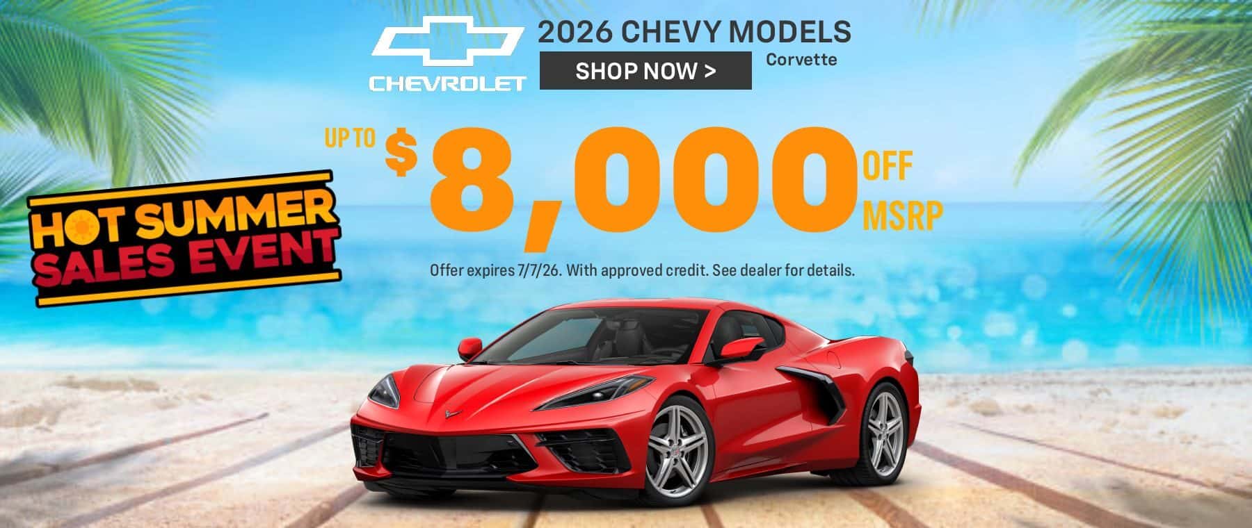 Up to $8,000 off MSRP on 2026 Corvette