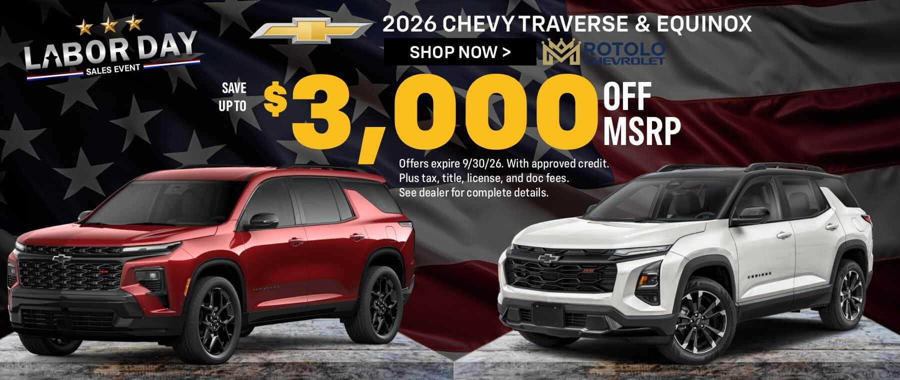 $3,000 off MSRP on 2026 Traverse & Equinox