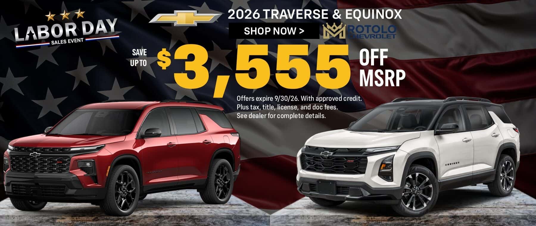 $3,555 off MSRP on 2026 Traverse & Equinox