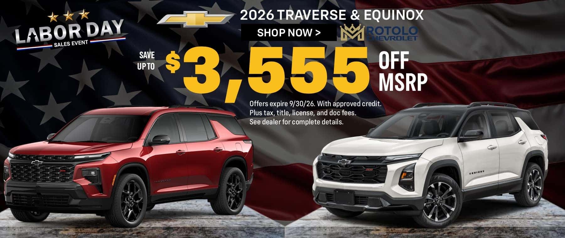 $3,555 off MSRP on 2026 Traverse & Equinox