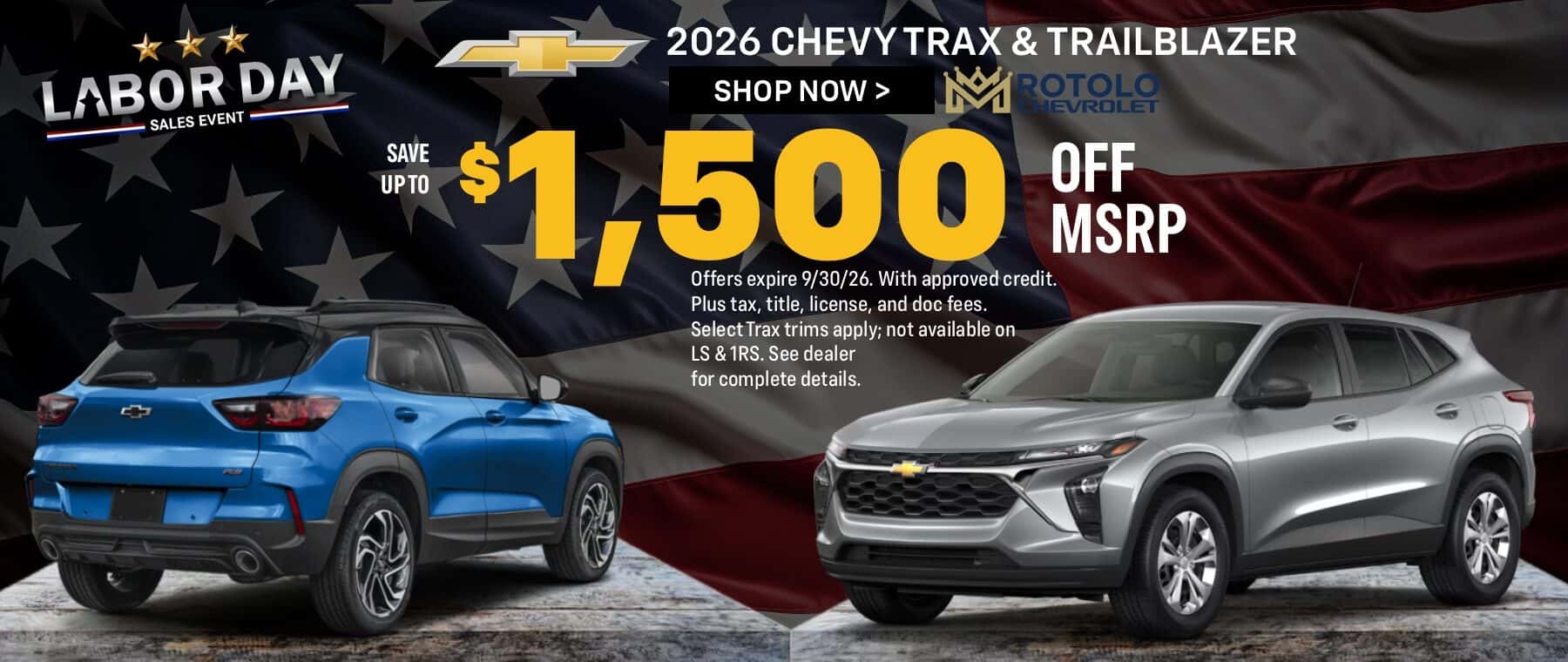 $1,500 off New 2026 Trax and Trailblazer