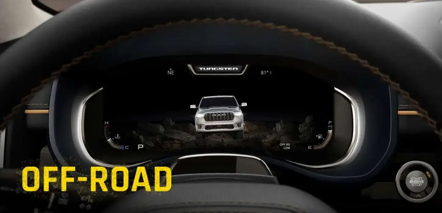 Digital cluster display showing Off-Road drive mode