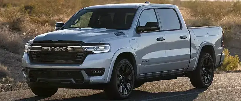 Silver RAM 1500 hybrid pickup truck