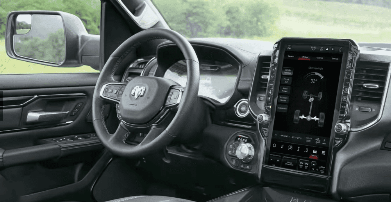Interior of the Ram 1500 available for sale in Alvin, TX at Singing River CDJR