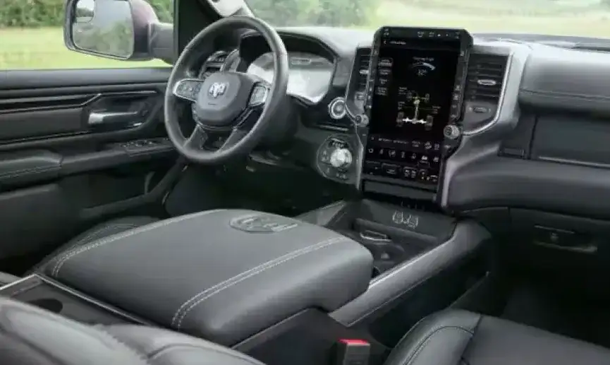 2027 RAM 1500 Rebel interior with leather-trimmed bucket seats