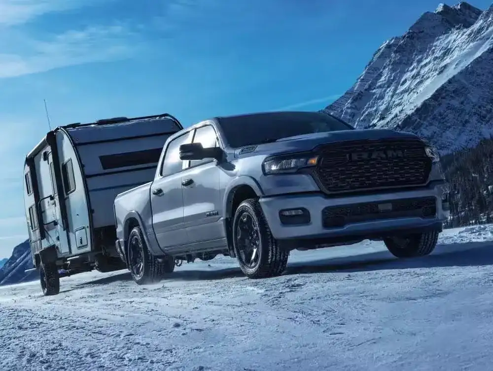 2027 RAM 1500 aligning with a trailer using Auto Hitch Assist