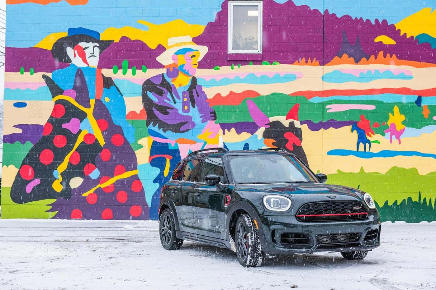 2023 MINI Cooper Countryman in front of mural