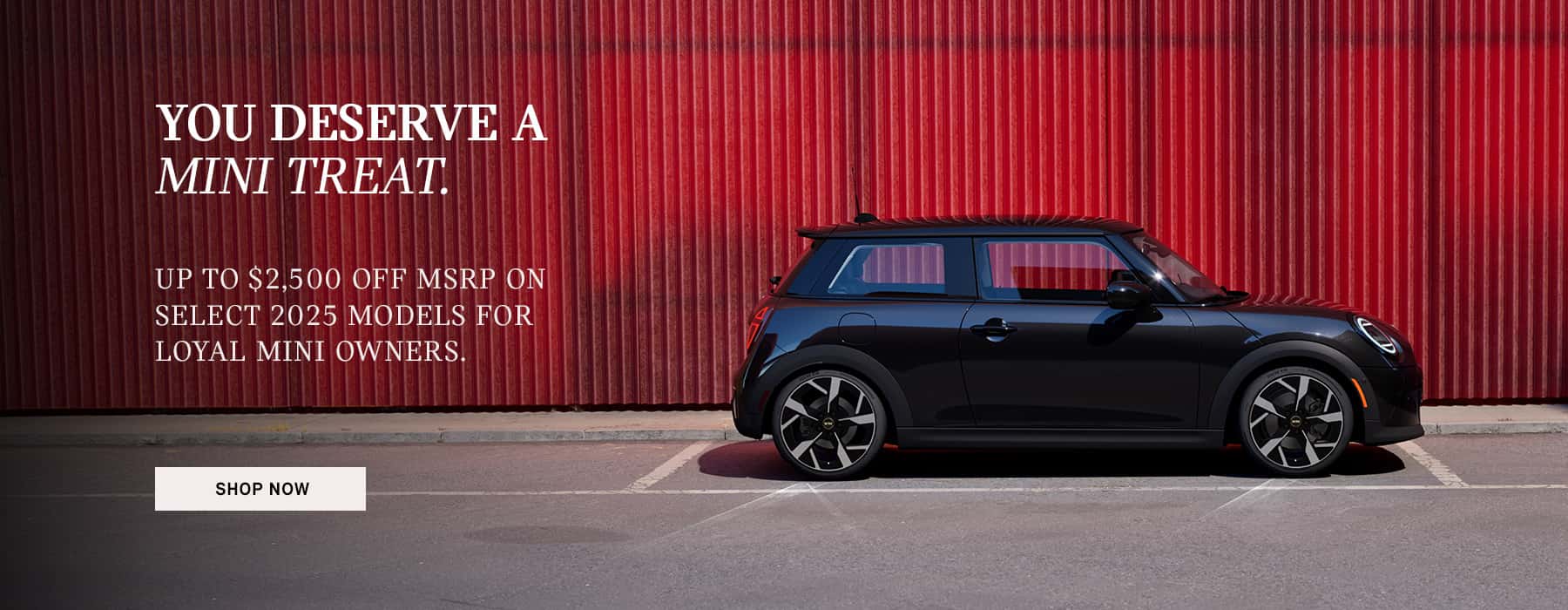 Side view of Cooper infront of red wall.