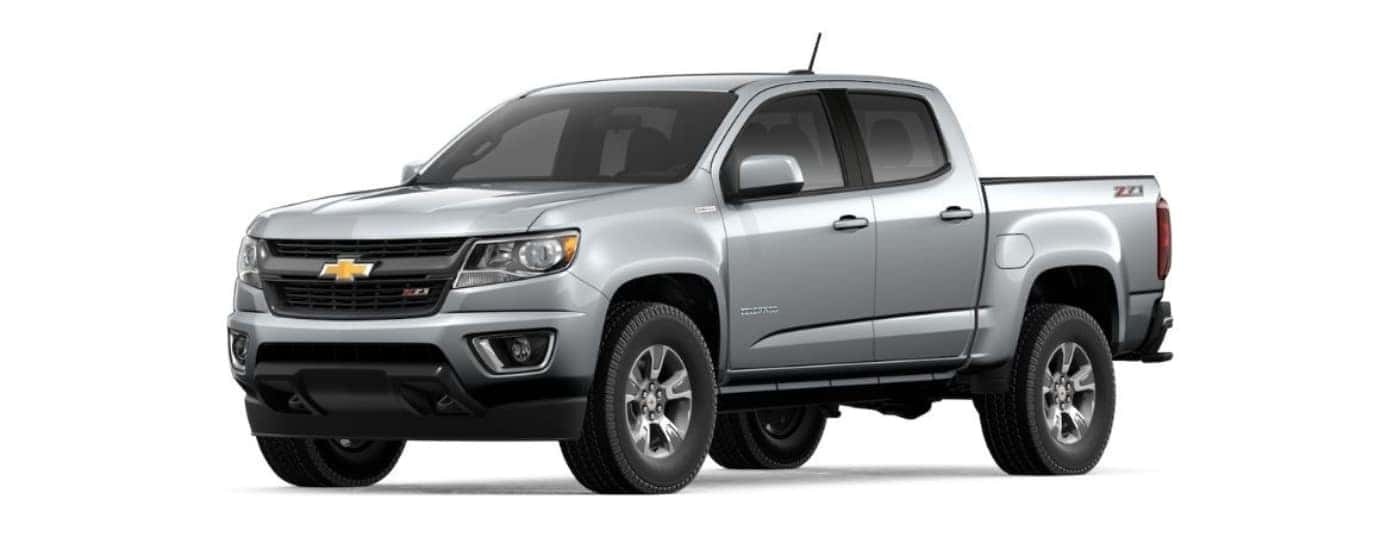 Silver 2022 Chevy Colorado Z71 is angled left