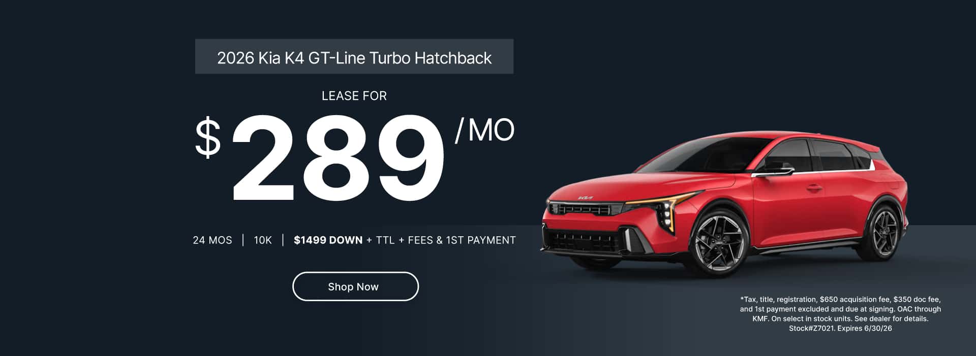 June Lease 2026 K4 GT-Line Hatchback