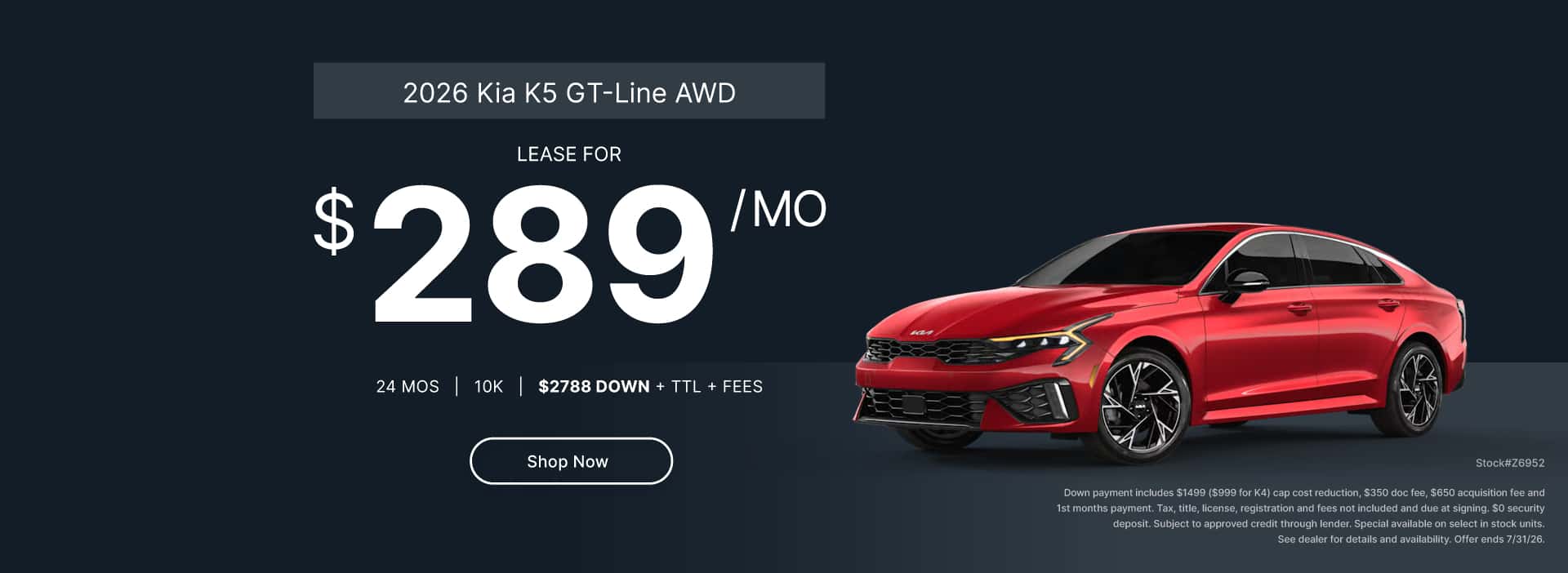 July Lease 2026 K5 GT-Line