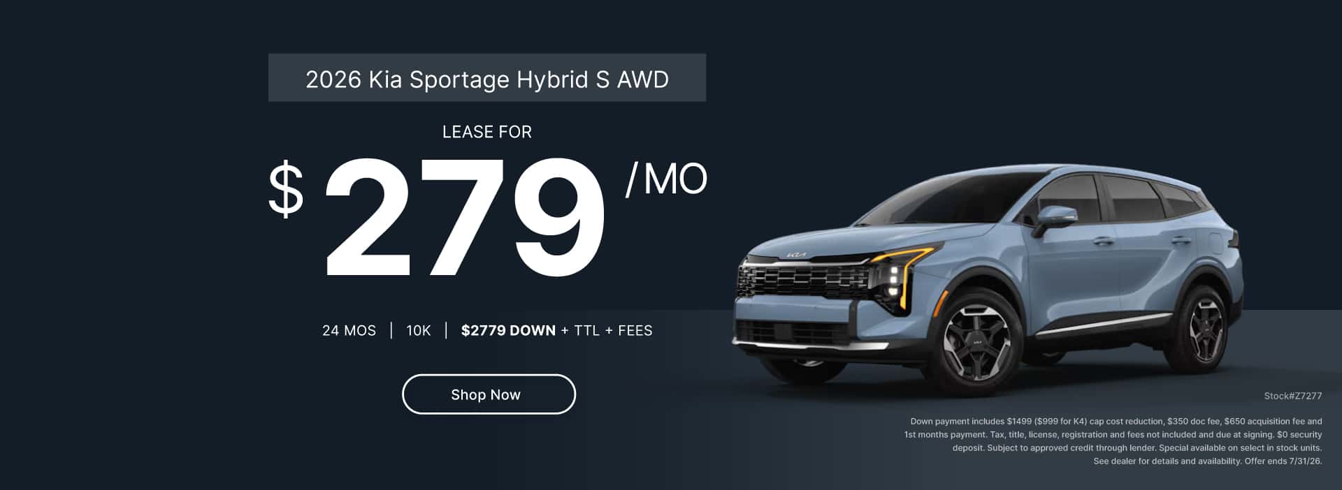 July Lease 2026 Sportage Hybrid S