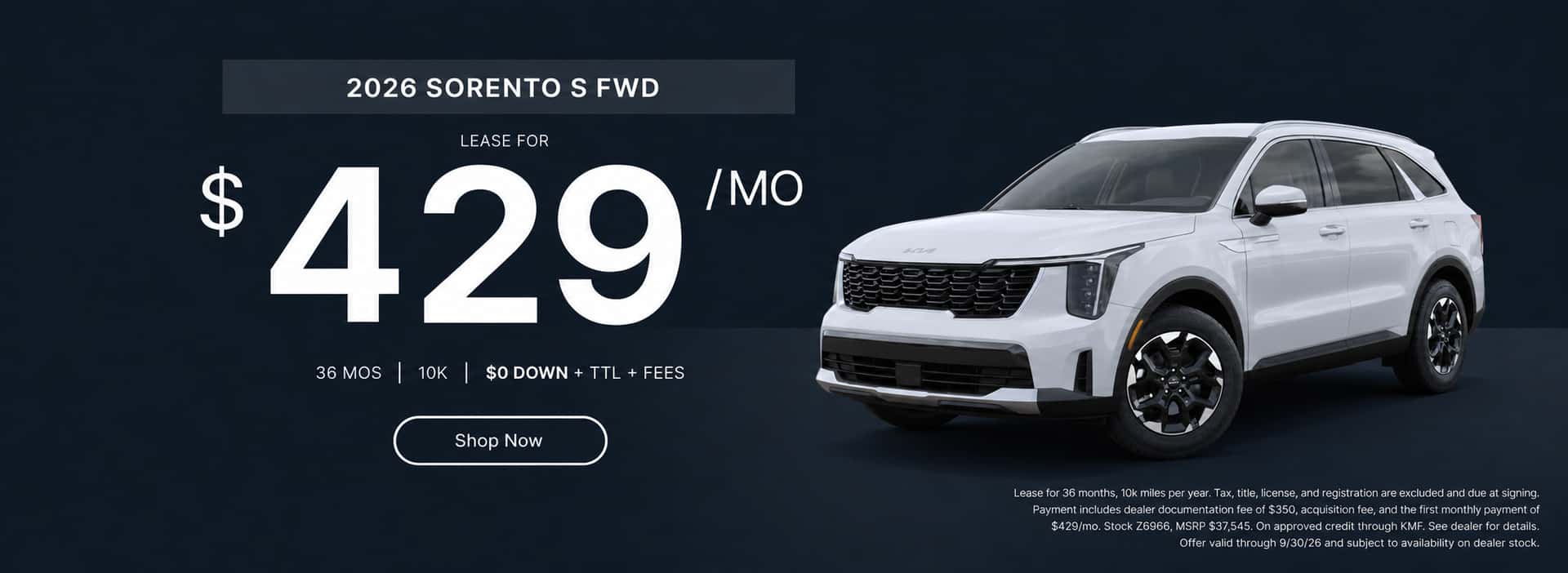 Sept. Lease 2026 Sorento