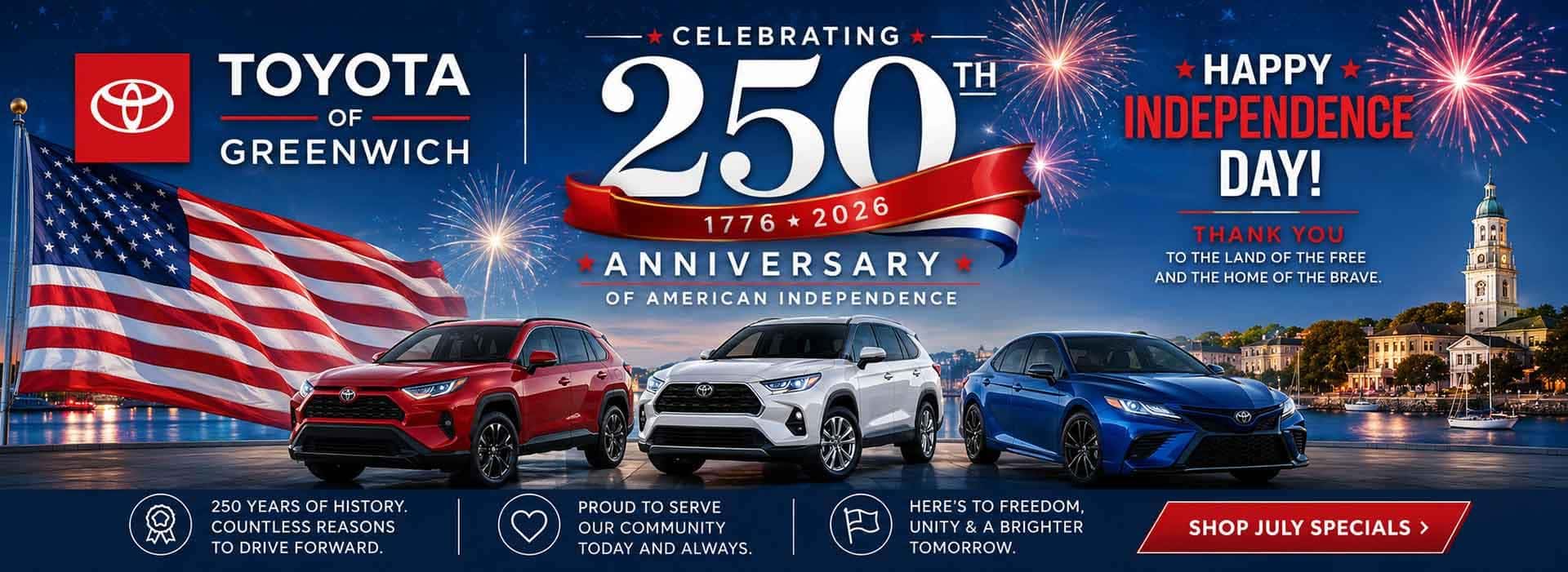 Toyota of Greenwich 250th Anniversary Independence Day Banner