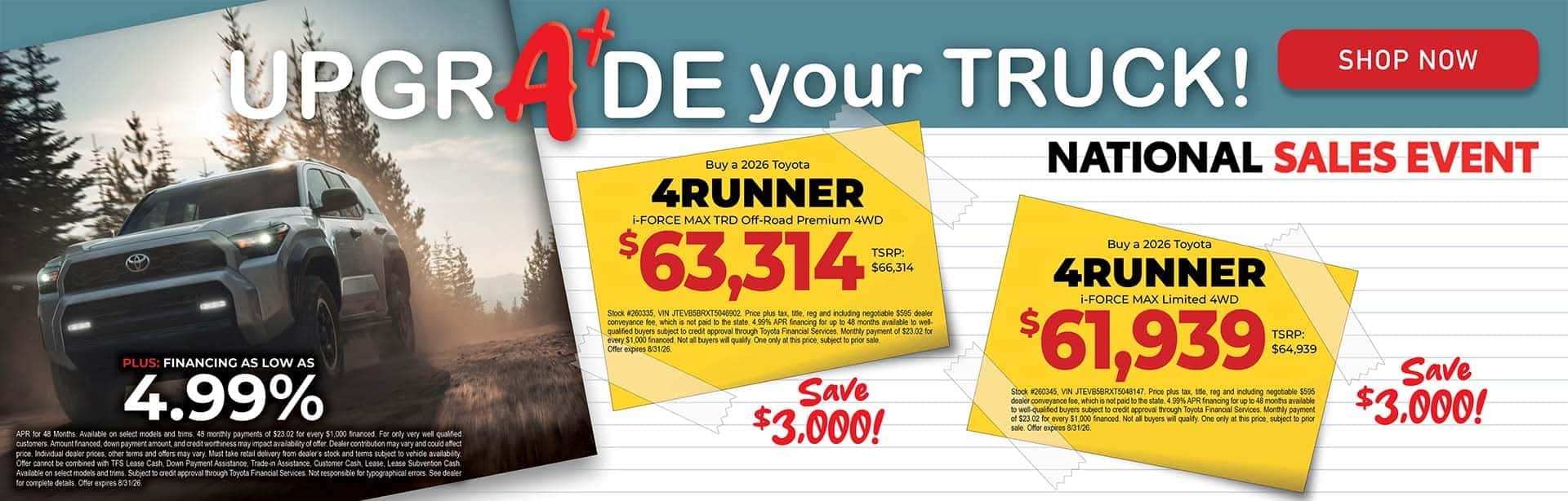 Multiple 4 Runner offer