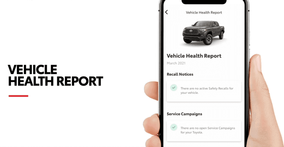 the vehicle health report in the toyota app