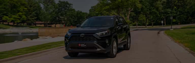 a new toyota rav4 from toyota of muscatine driving downtown muscatine iowa