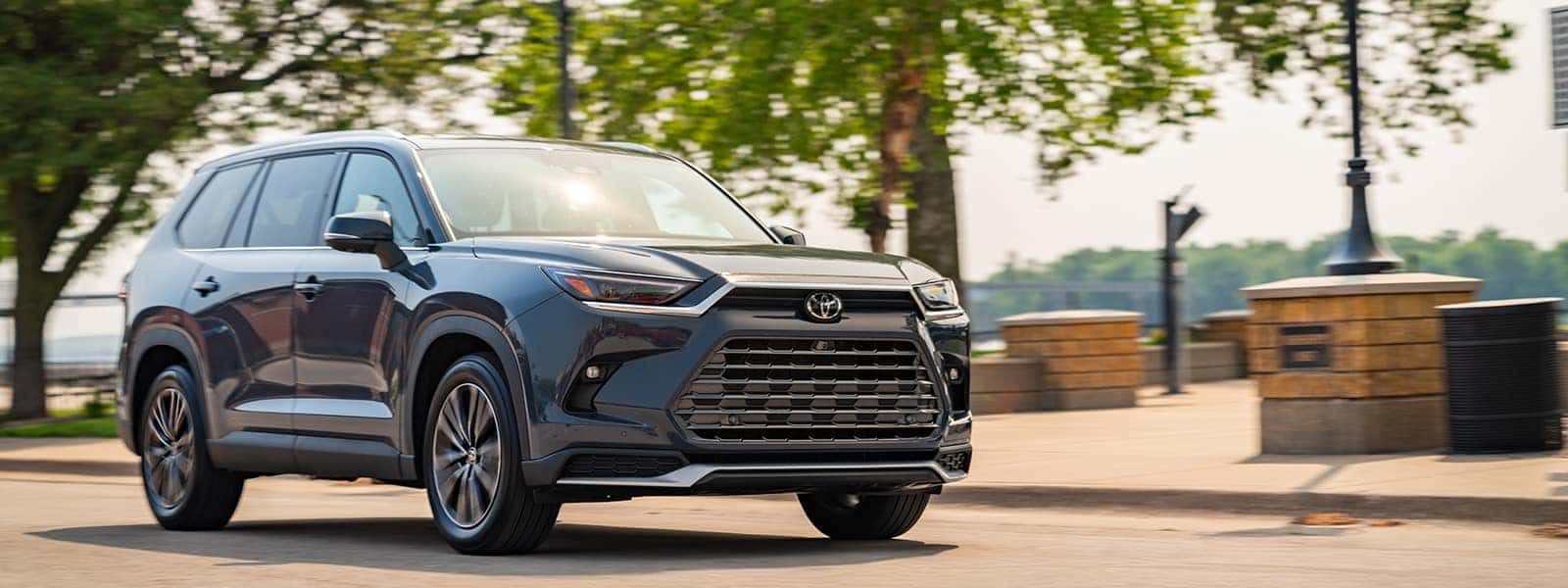 a new toyota grand highlander from toyota muscatine driving downtown in muscatine iowa