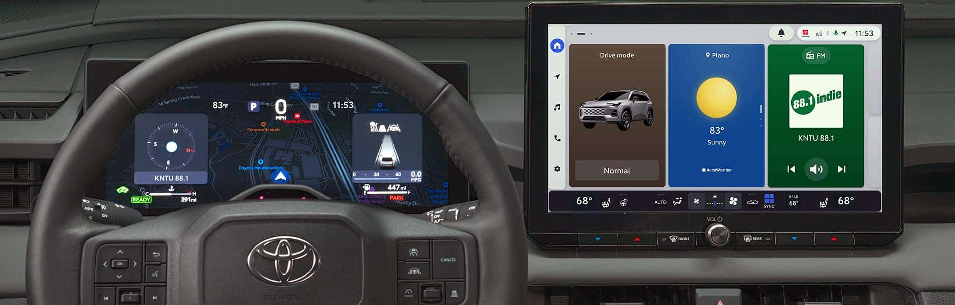 the dashboard inside of a toyota vehicle