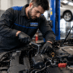 Service Technician Working on Tire