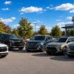 Hyundai, Chevrolet, and Genesis family SUVs at a Webb Auto Group dealership serving Northwest Indiana and Chicagoland