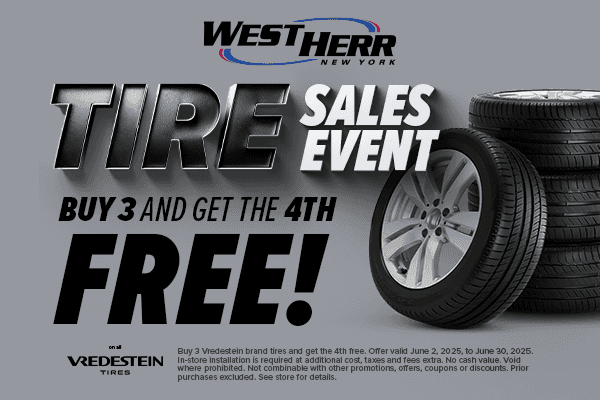 Picture of a Tire. Buy 3 Vredestein Tires and get the 4th free at West Herr!