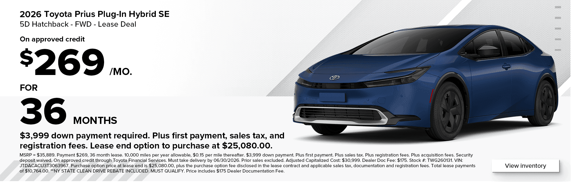 $269 Prius Lease Offer